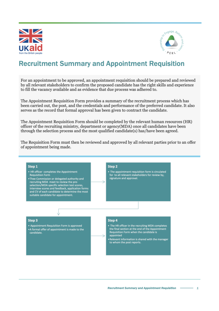 Recruitment Summary and Appointment Requisition